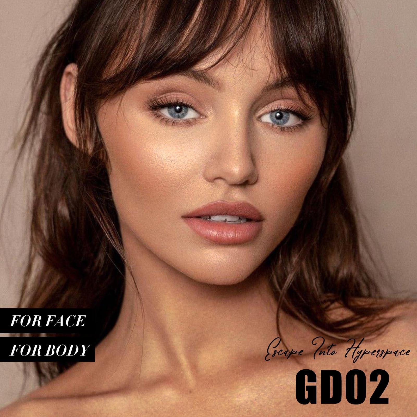 FOCALLURE FOCALLURE Shimmer Face Highlighter Makeup Powder, Gel to Powder Glow Finish, Leaving a Lightweight & Healthy Radiance, Long Lasting Luminous Face Body Highlighter Makeup,GD02 Escape Into Hyperspace