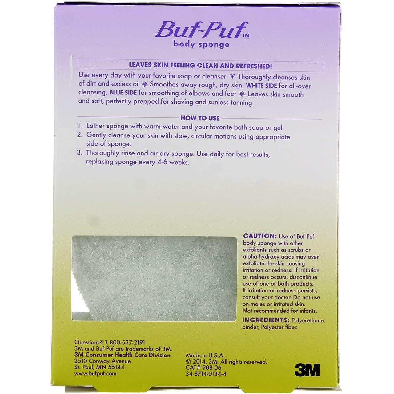 Buf-Puf Buf-Puf Body Sponge, Bath Sponge, Dermatologist Developed, Cleanses Skin of Dirt, and Excess Oil, Reusable, Exfoliating, 6 Count