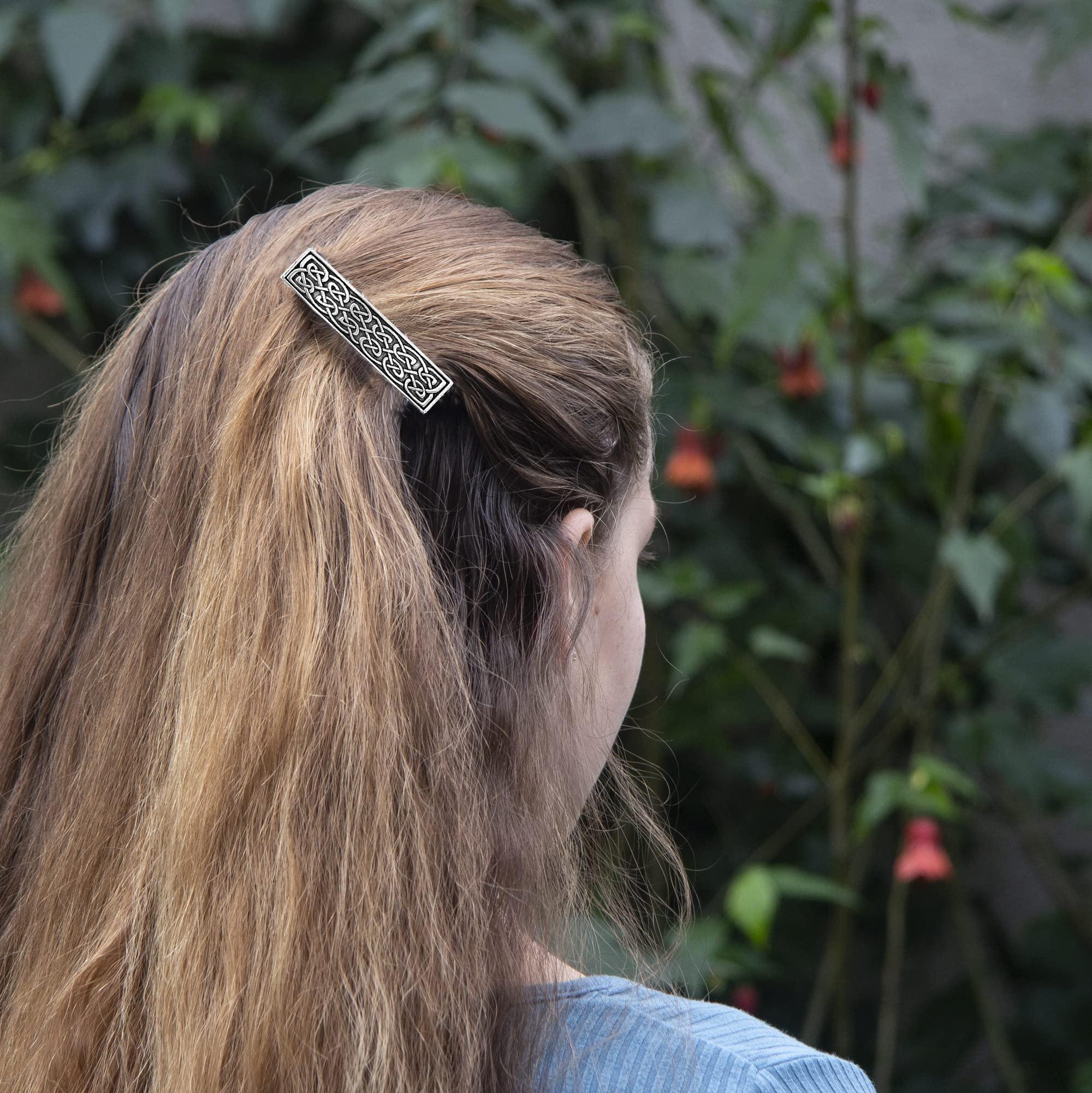 Oberon Design 60mm Small Celtic Hair Clip, Hand Crafted Metal Barrette Made in the USA by Oberon Design