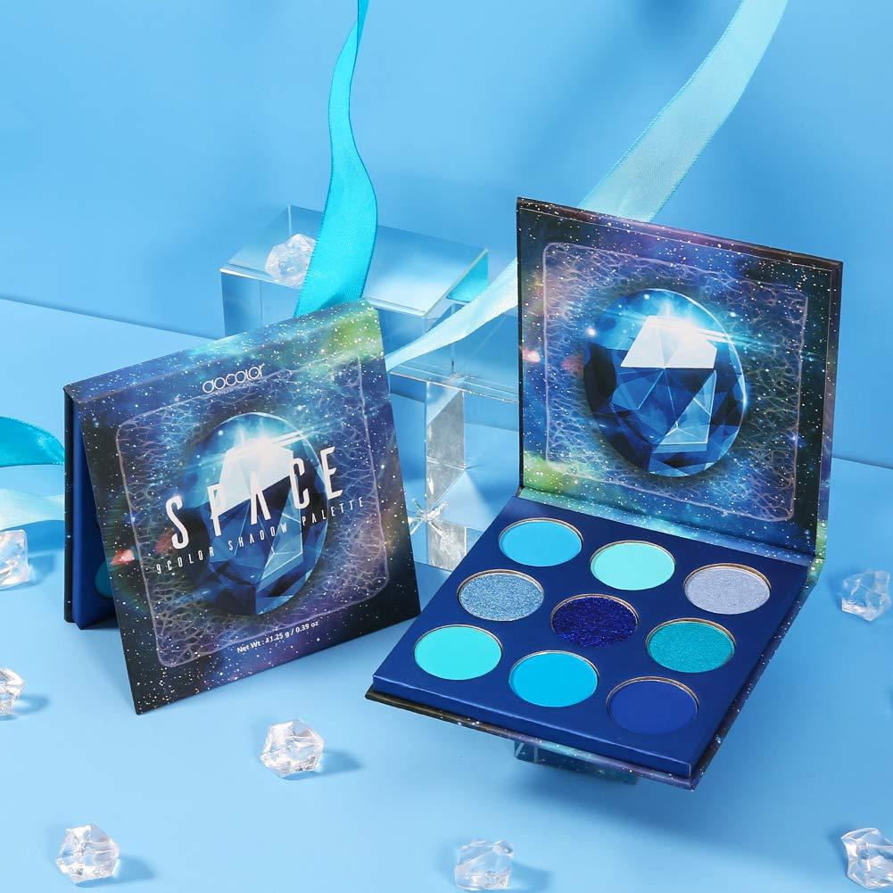 docolor docolor Blue Eyeshadow Palette 9 Colors Gemstone Shadow Palette Highly Pigmented Mattes Shimmers Colourful Makeup Palette and Black Eyeliner Gel Pen Pigmented Waterproof Smudge-proof Eyeliner Pencil