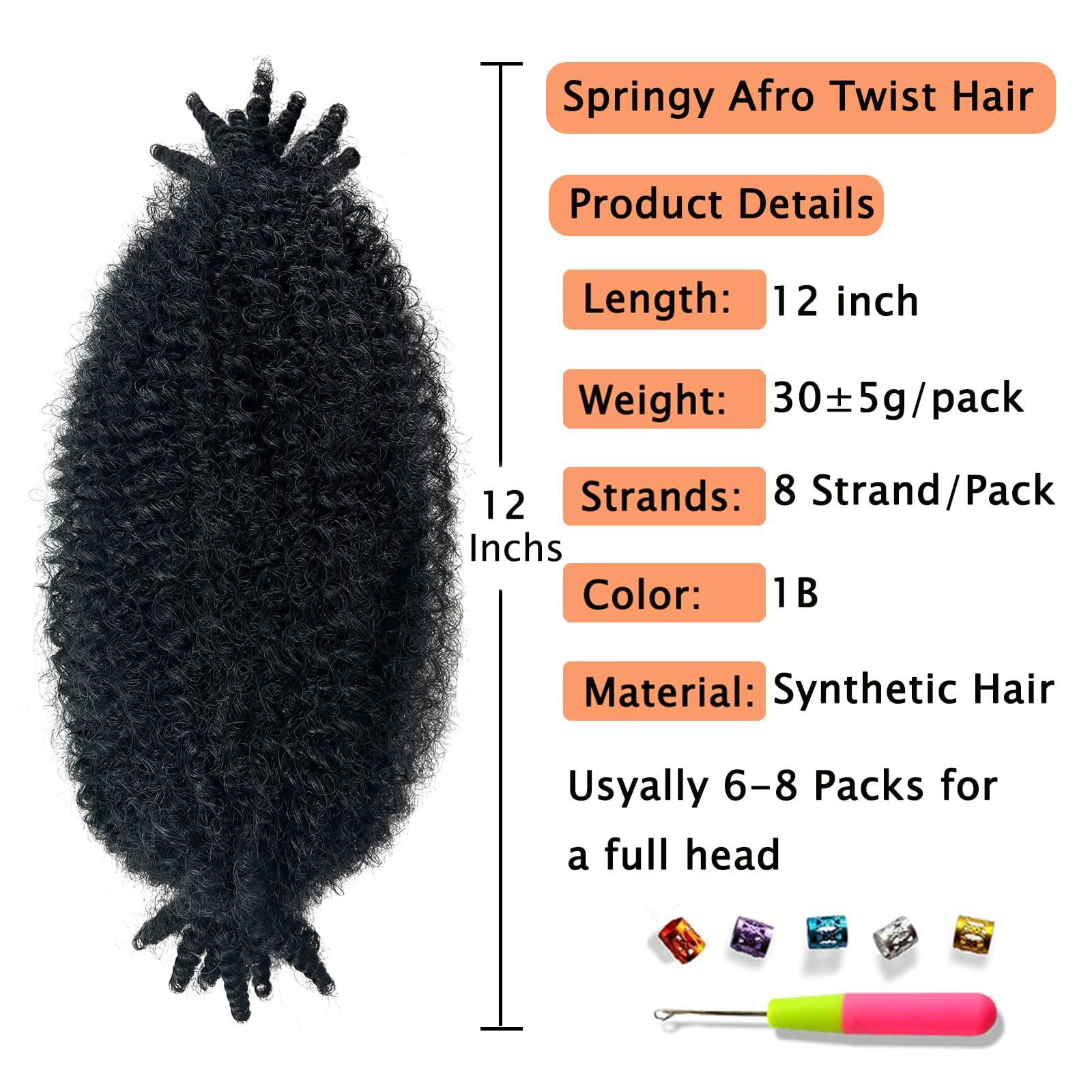 Hodgeous 3 Packs Marley Twist Braiding Hair, 12 Inch Pre-Separated Springy Afro Twist Hair Kinky Twist Crochet Hair Braids for Distressed Soft Locs Spring Twist Hair for Women (12 Inch (Pack of 3), 1B)
