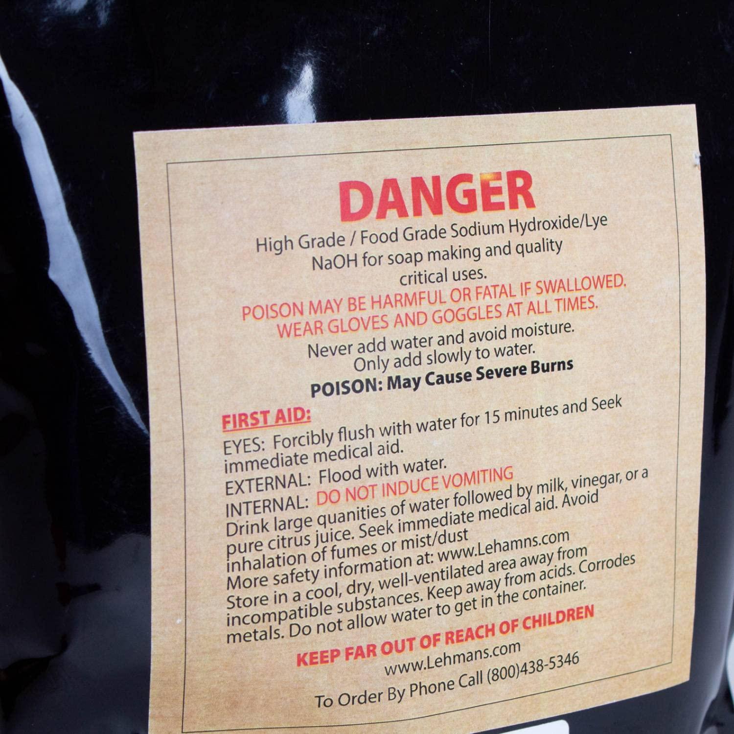 Lehman\'s Lehman\'s Sodium Hydroxide for Soapmaking, 2 Pound Resealable Bag of Lye Beads, NaOH, Do It Yourself Natural Bar Soap