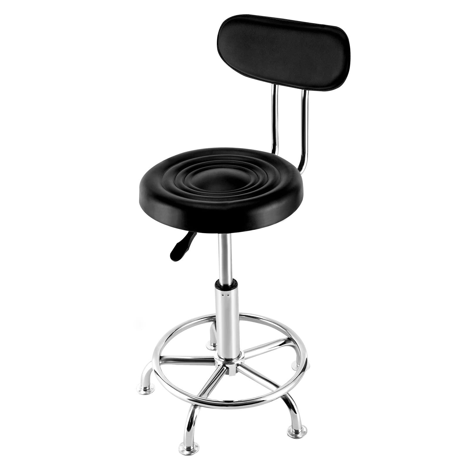 QIUTMER QIUTMER Chair Stool Salon Chair with 360 Swivel Seat Height Adjustable High Barber Cutting Stools with Backrest Black for Home Office Barber Shop