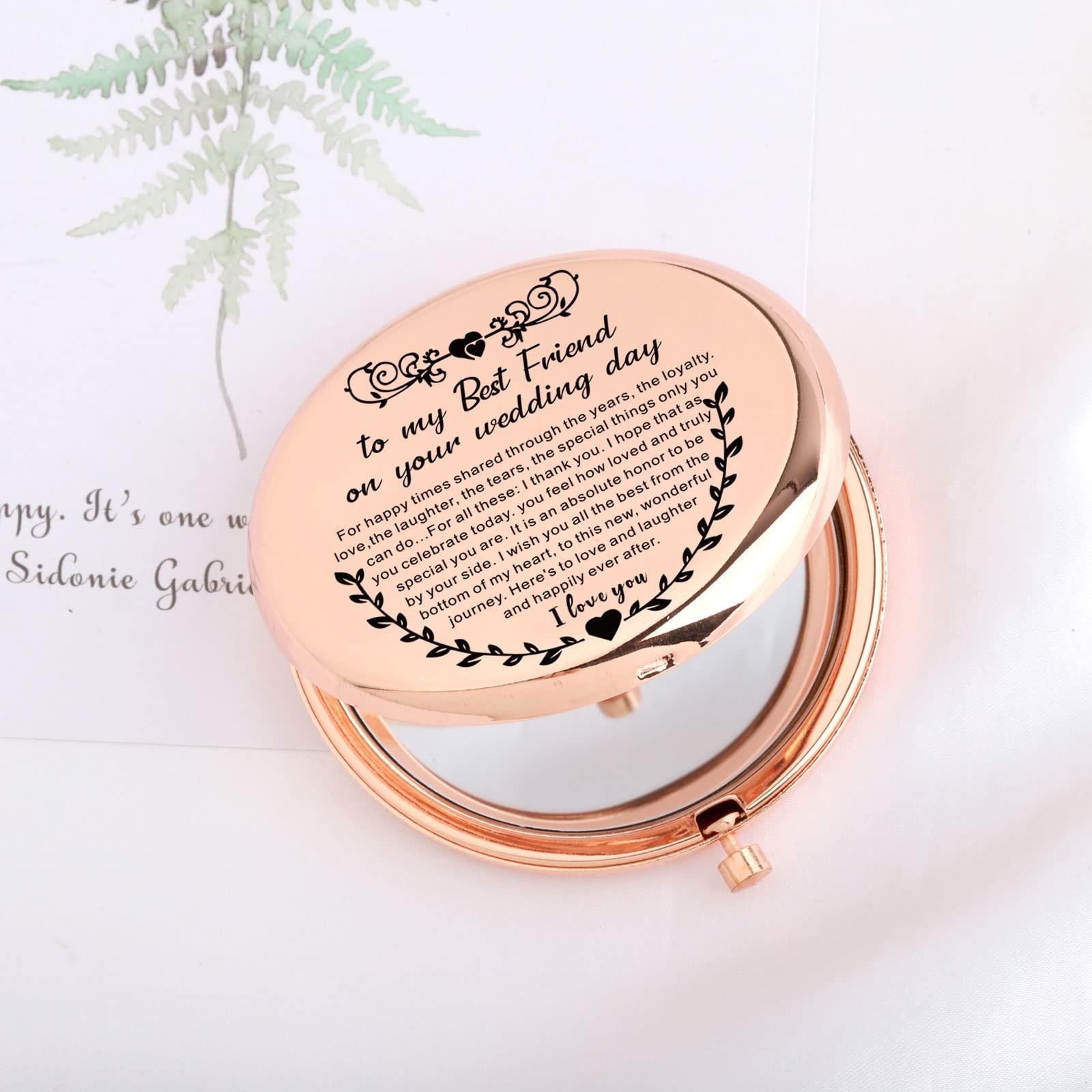 UJIMS UJIMS to My Best Friend on Your Wedding Day Gifts for Bride Best Friend to Bride Makeup Mirror Wedding Gift for Bride (Best Friend to Bride Mirror)