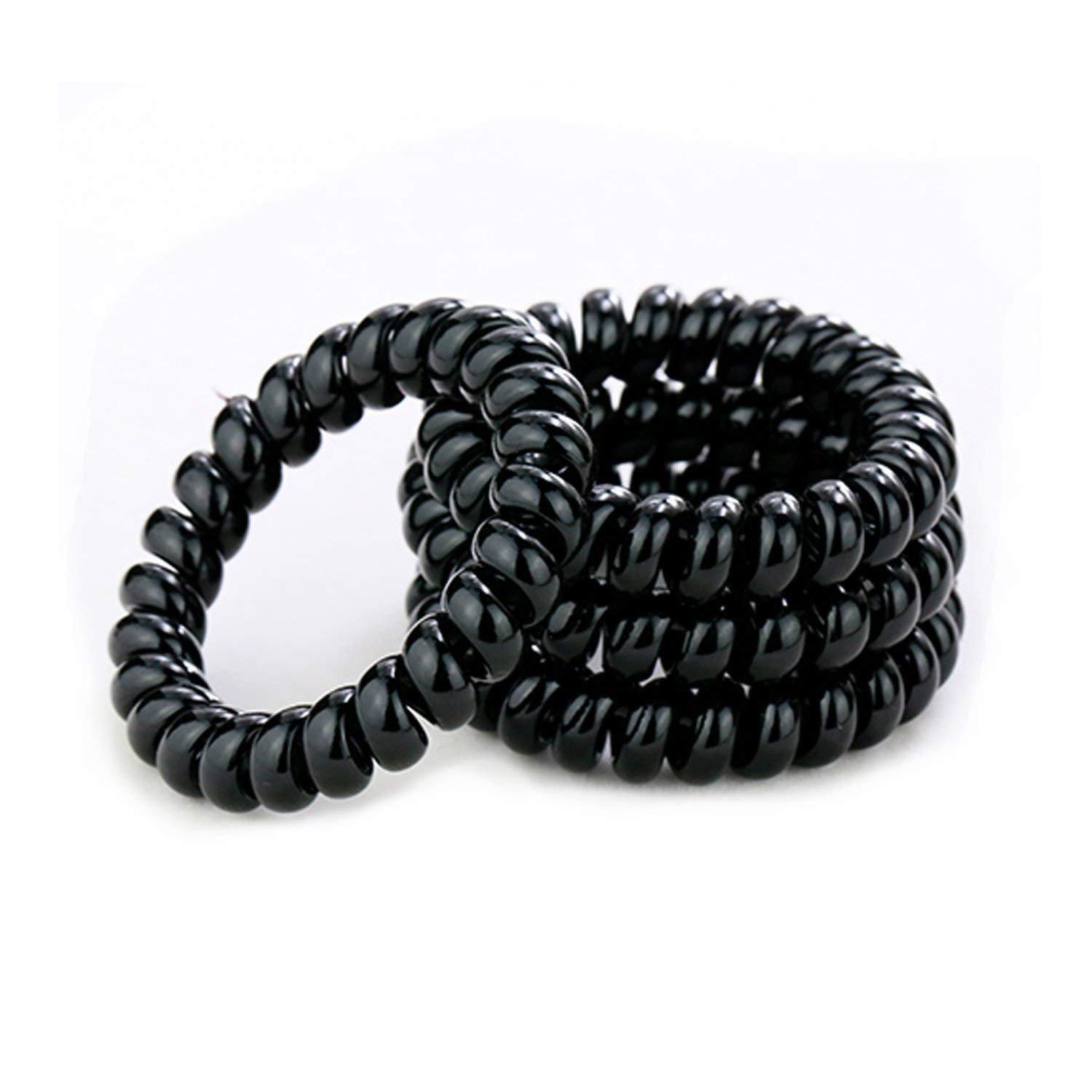 MHU Hair Ties – 20-Pack Black Telephone Cord Wire Hair Bands No Damage Elastics Hair Ring Ponytail Holders for girls and woman