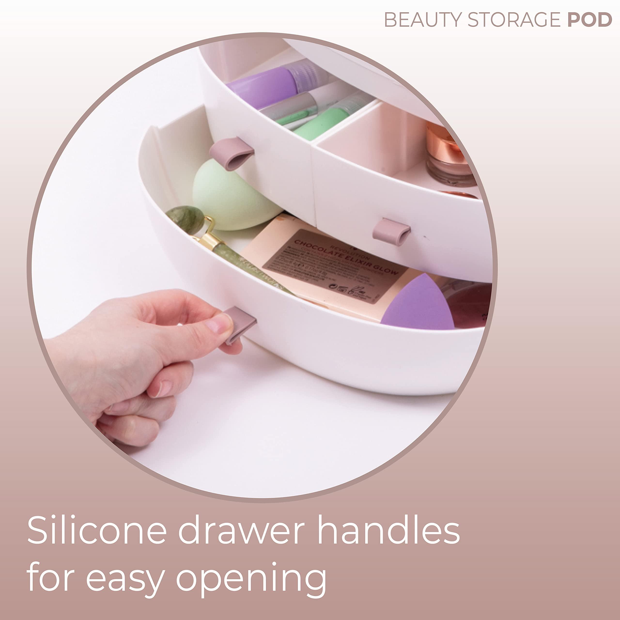 stylPro stylPro Stylideas Beauty Storage Pod - Makeup Organizer - Portable Makeup Case with 4 Sections, 3 Drawers, Transparent Display and Handle - 1 pc