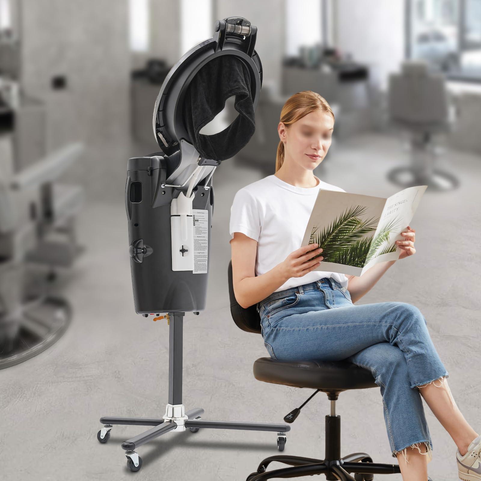 KannBeki Hair Steamer Professional Hair Salon Steamer with 12 Color Light & Ozone,40-70/104-158,Hair Steamer with Temperature and Time Adjustment (Black)