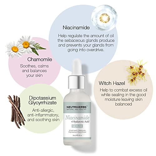 Neutriherbs Neutriherbs 4% Niacinamide Serum for Face the Ordinary + HA,Effectively Work to Control Excess Facial Oil, Minimize the Pores and Prevent Breakouts, Best Niacinamide Serum For Oily Skin