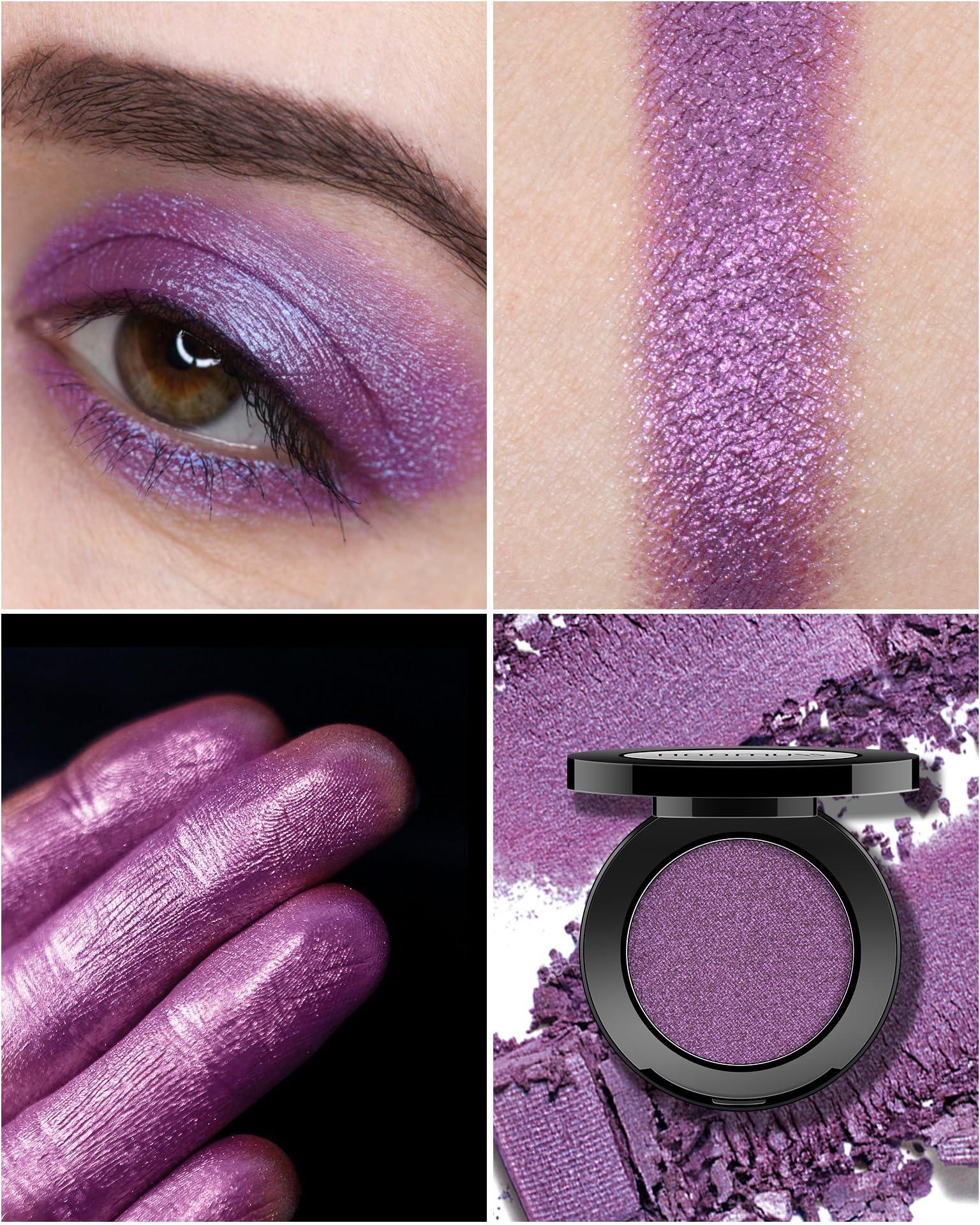 HOOMUSS HOOMUSS Purple Eyeshadow Shimmer Handmade Pressed Eyeshadow Powder Palette, Long Lasting With No Creasing Pigmented Intense Color Purple Eye Shadow (Shimmer Purple)