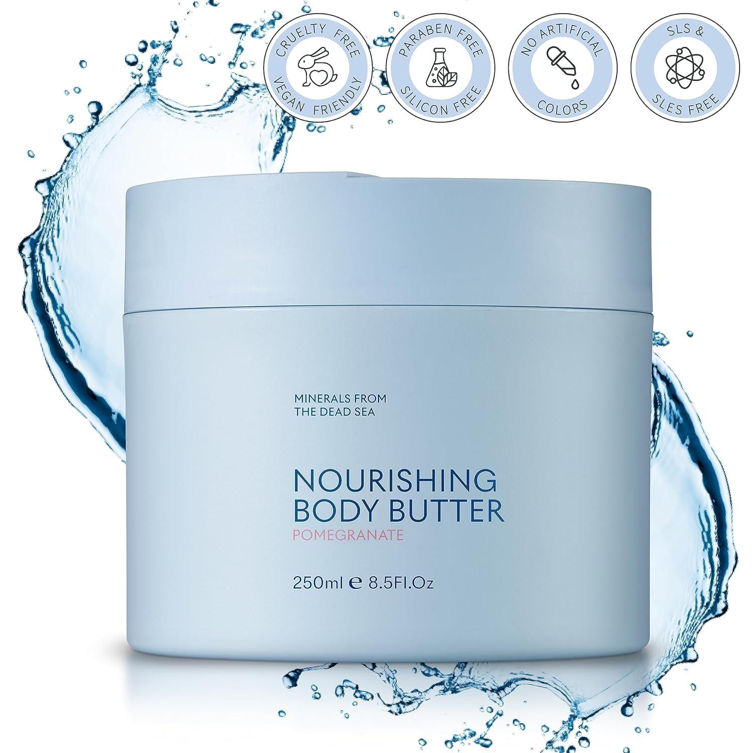 SEACRET SEACRET POMEGRANATE BODY BUTTER: Hydrating Body Moisturizer Cream with Shea and Cocoa Butter, Vitamins E & C, and Dead Sea Minerals for All Skin Types, 8.5 FL. OZ, Pomegranate