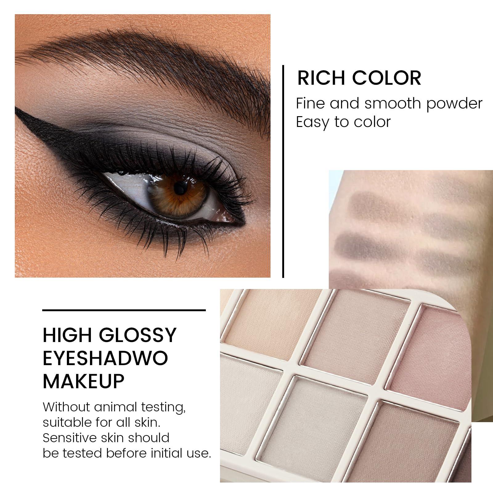 KYDA KYDA 10 Colors Grey Matte Eyeshadow Palette, Grey Brown Matte Eyeshadow, High Pigmented Nude Brown Eyeshadow Colors, Neutral Taupe Eyeshadow Palette, Smokey Grey Eye Shadow, Cool Tone Eyes Makeup