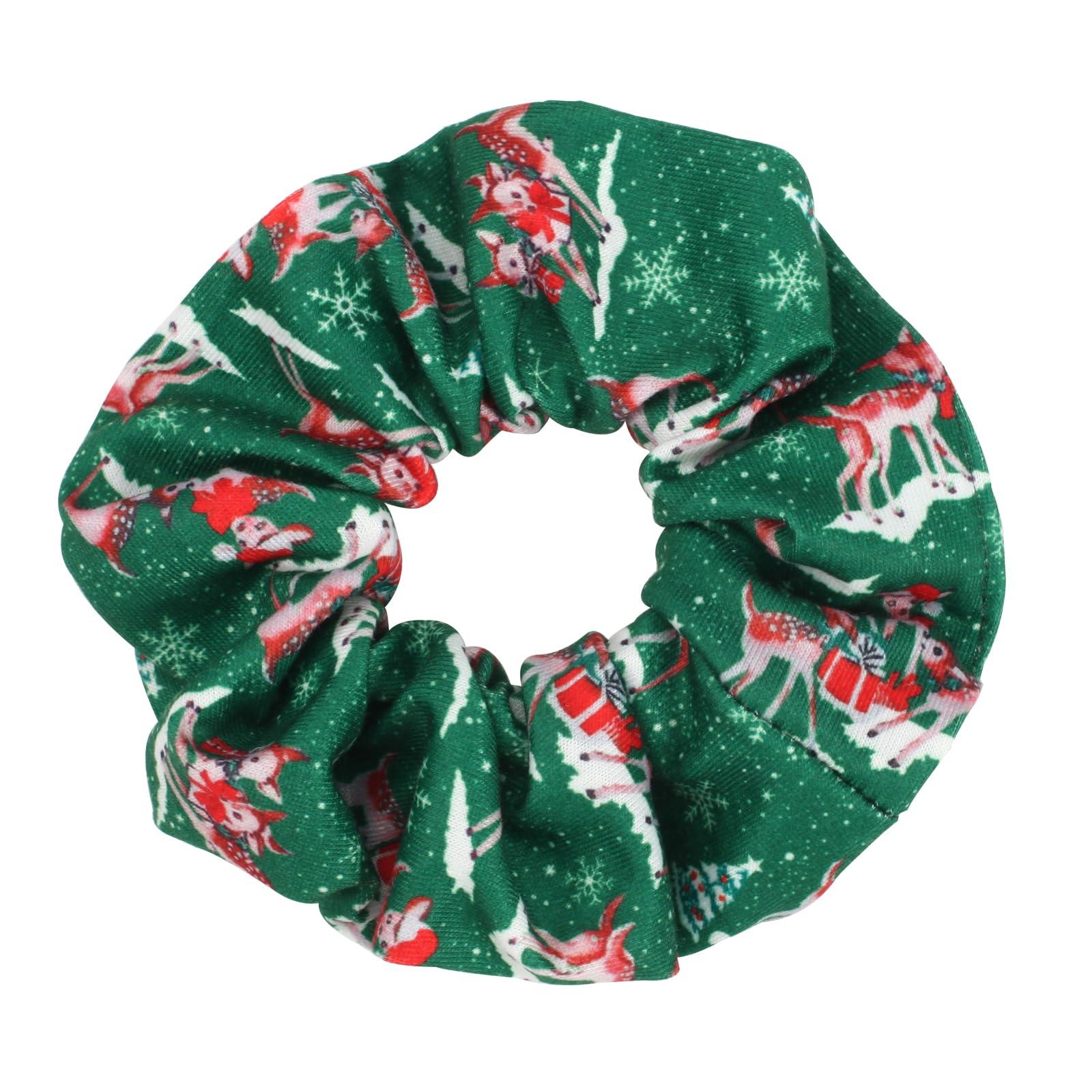 Lonext 4 pcs Xmas Hair Scrunchies Santa Claus Snowman Christmas Hair Ties Soft Elastic Hair Bands for Women