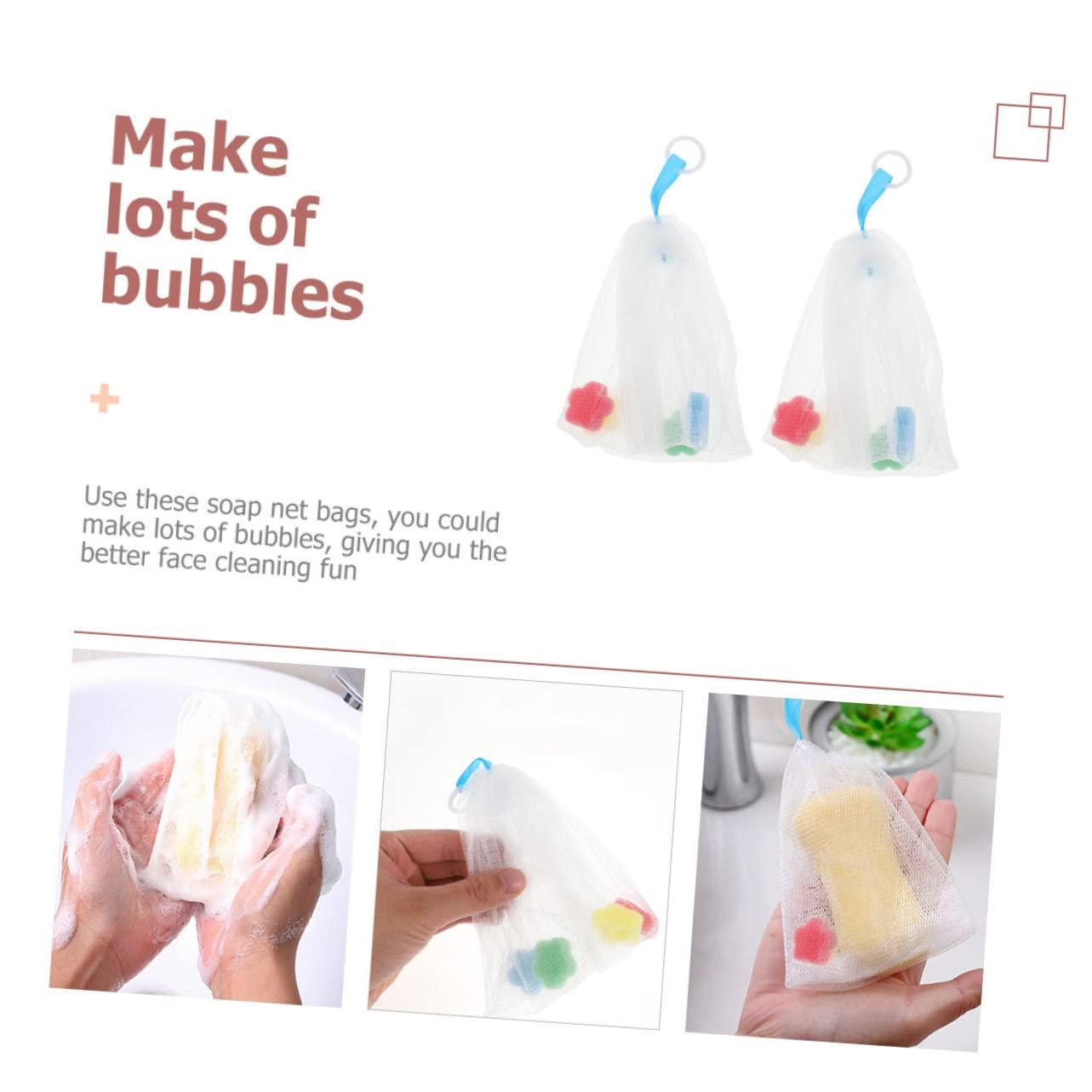 Housoutil Housoutil 6 Pcs Foaming Net Dispenser Soap Holder Soap Mesh Holder Soap Sleeve Giant Wands Small Mesh Bags Drawstring Travel Soap Case Leakproof Small Soap Bag Acid Soap White or