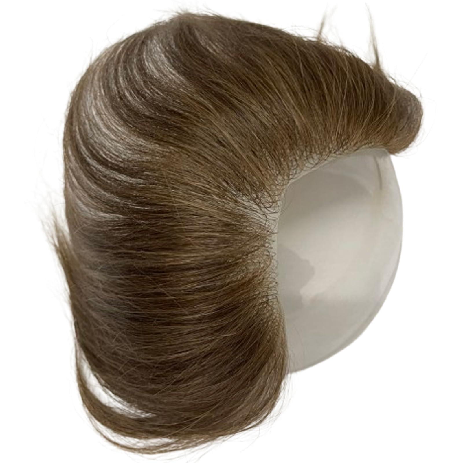 Voloria Voloria Frontal Hairpiece for Women Human Hair Extensions Forehead Hairline PU Skin Toppers Hair Replacement Toupee (1.18x6.69 Inch, 7 Light Brown Color)