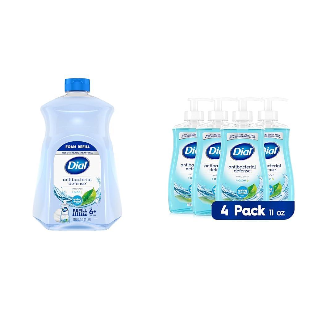 Dial Dial Antibacterial Foaming Hand Soap Spring Water Refill, 52 fl oz & Liquid Hand Soap Spring Water, 11 fl oz (Pack of 4)