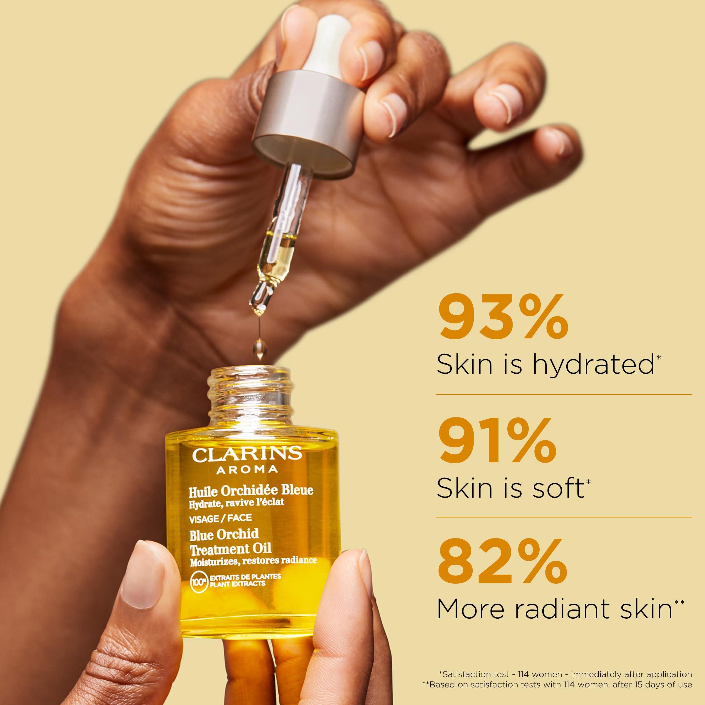 Clarins Clarins Blue Orchid Face Treatment Oil and Santal Face Treatment Oil Bundle | Hydrating Face Oil for Dehydrated Skin | Soothing Face Oil for Dry or Very Dry Skin