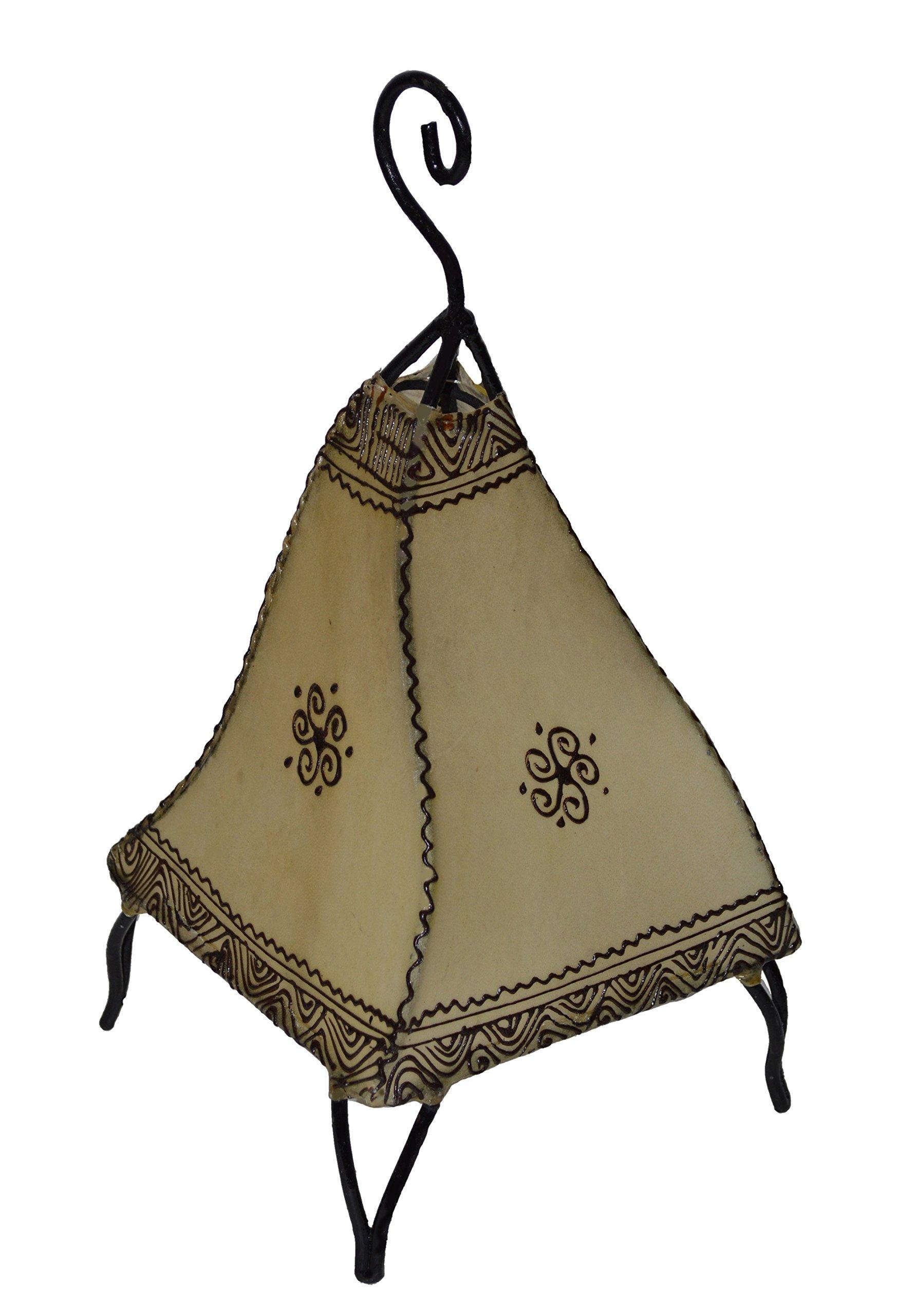 Treasures Of Morocco Henna Lamps & Sconces Moroccan Handmade Leather Lamp Henna Tattoo African Beige Medium Indoor