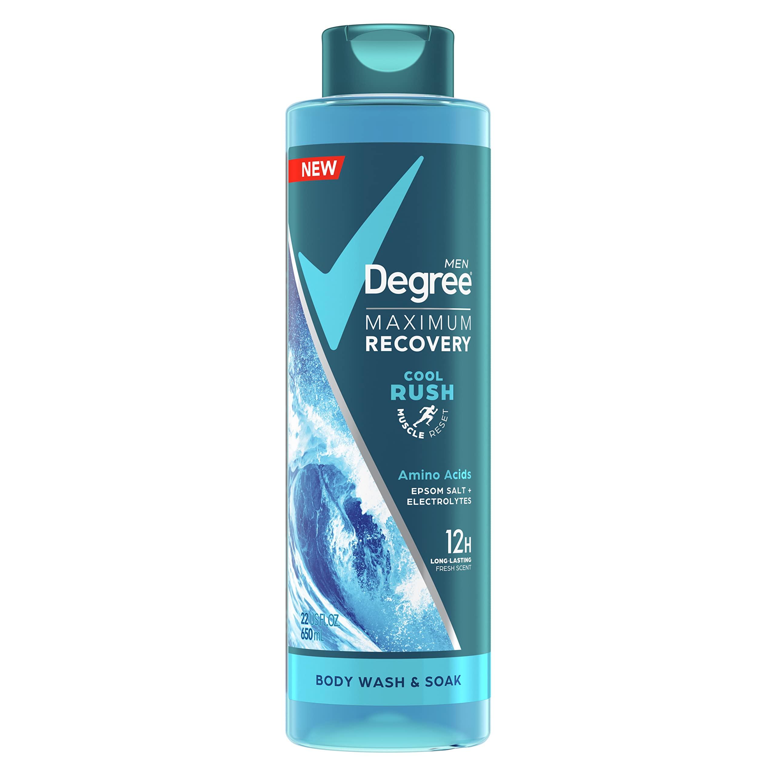 Degree Men Degree Men Maximum Recovery Body Wash & Soak For Post-Workout Recovery Skincare Routine Cool Rush + Epsom Salt + Electrolytes Bath and Body Product 22 oz