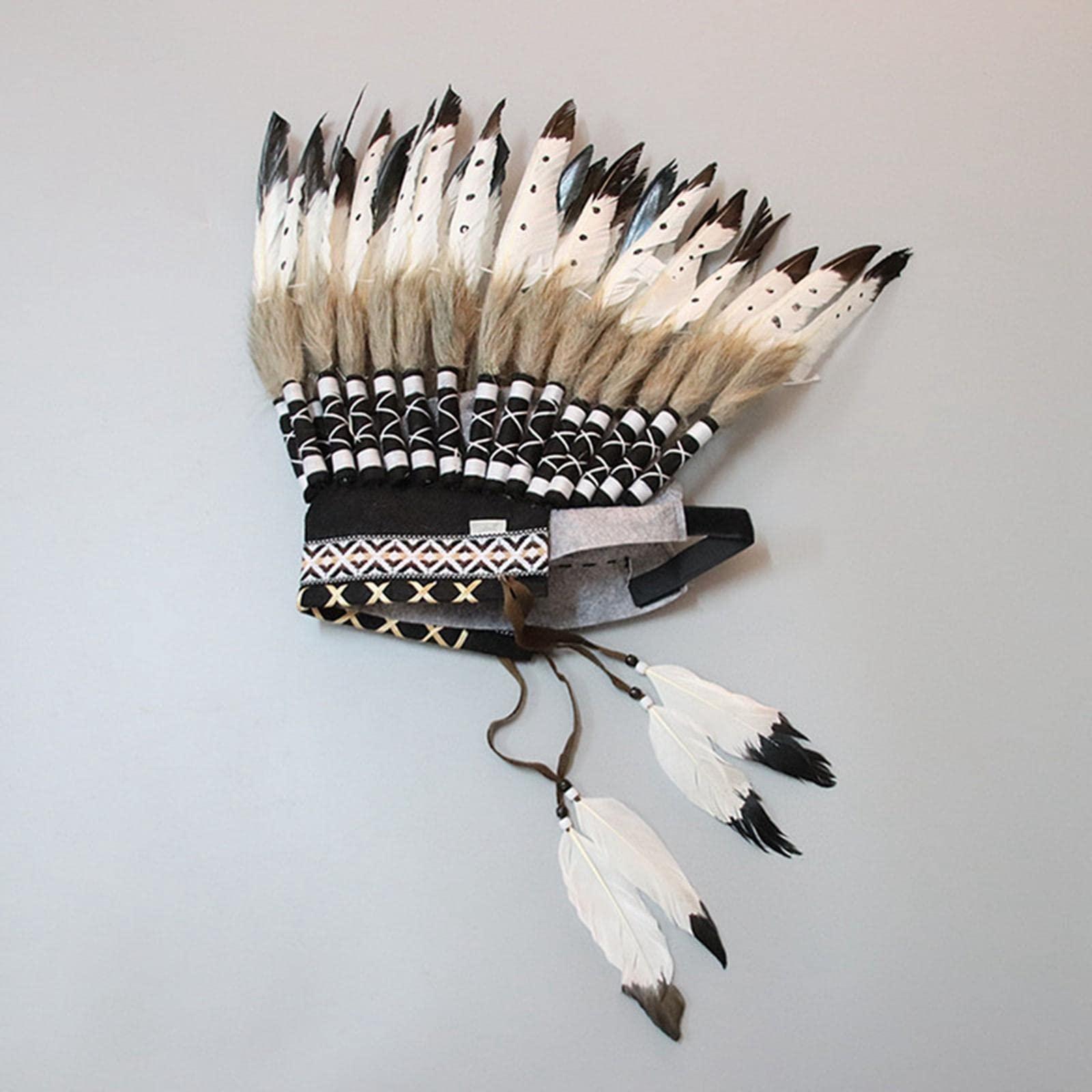 Generic Chief Indian Hat Feather Headdress Decorative Headwear for Halloween Show