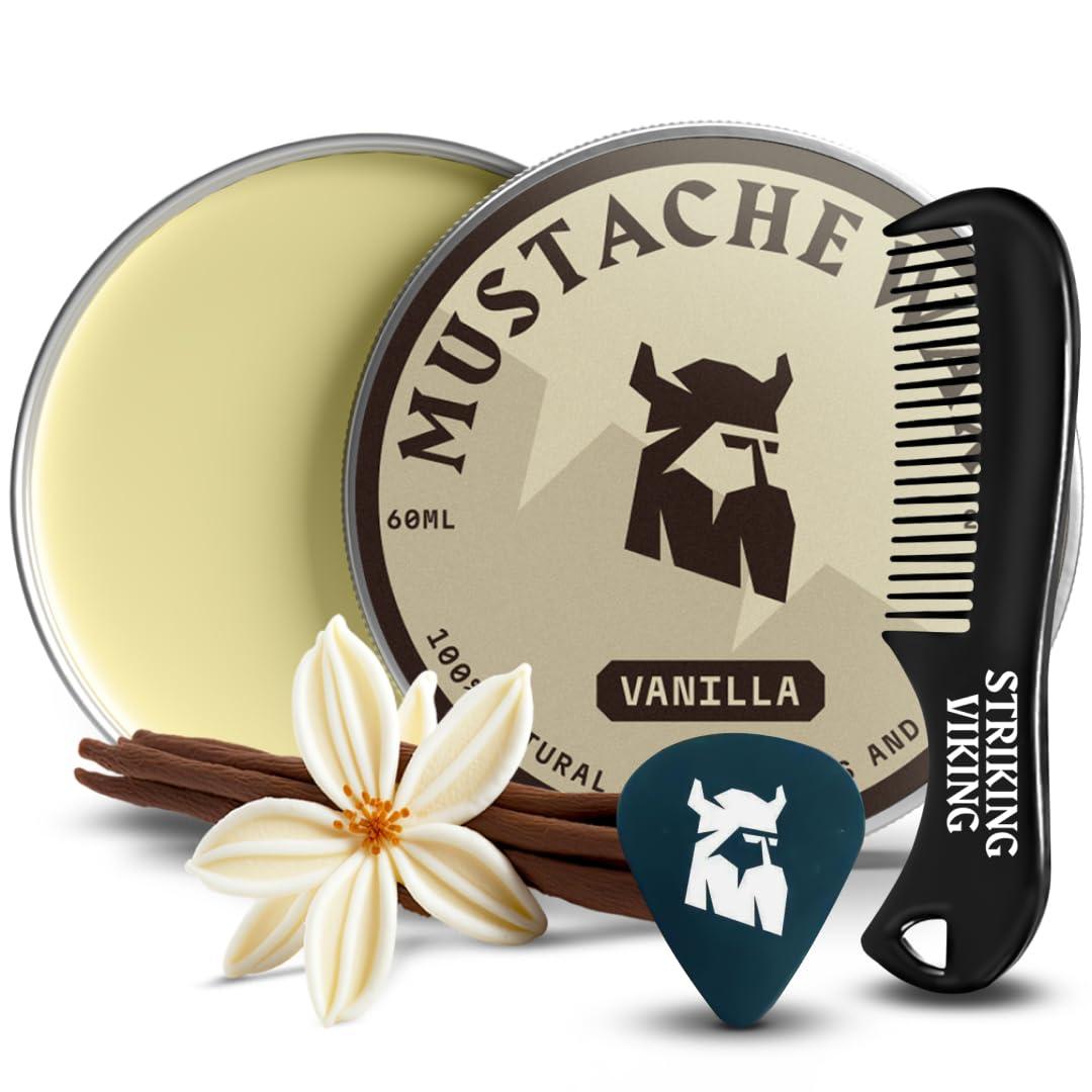 Striking Viking Striking Viking Vanilla Beard Oil (Large 2 oz.) with Mustache Wax and Comb (Vanilla Scent)