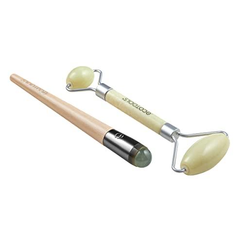 EcoTools EcoTools Beauty Skin Care Tool Jade Facial Roller and Eye Roller Duo, Face Roller and Massager, Skincare and Sculpting Tool, Reduces Under Eye Puffiness and Dark Circles, 2 Piece Set