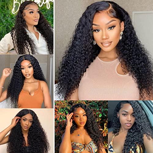 QUEEN VIRGIN REMY Curly Wave Bundles Human Hair Bundles 100% Unprocessed Brazilian Virgin Remy Hair 1 Bundles 20 inch Deep Curly Bundles Hair Extensions Natural Color