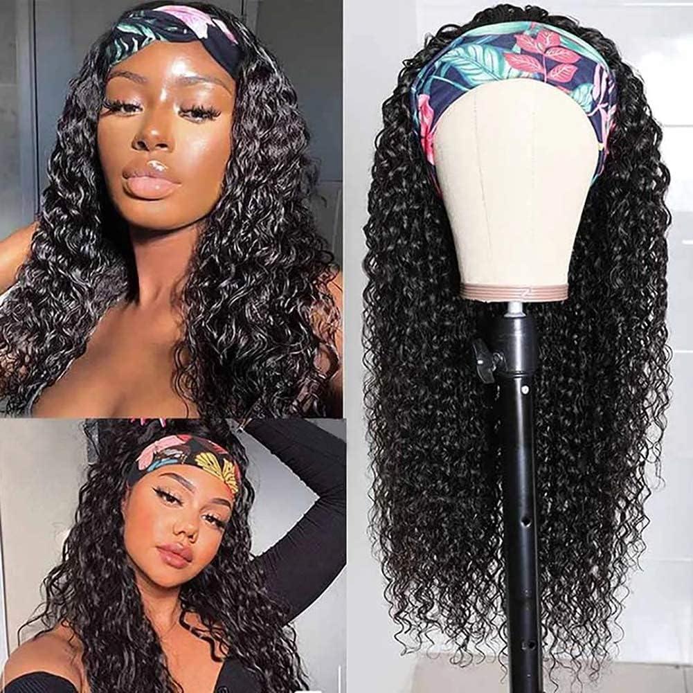 XSY XSY Headband Wig Human Hair Deep Wave Wigs 18 Inch None Lace Front Wigs Glueless Wig 150% Density Brazilian Virgin Human Hair Headband Wigs for Black Women
