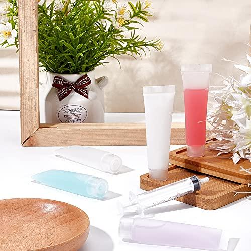 BENECREAT BENECREAT 30 Pack 0.5oz Clear Empty Tubes with Plastic Syringes Clear Squeezable Cosmetic Containers Refillable Plastic Tubes for Shampoo Facial Cleanser Makeup Sample