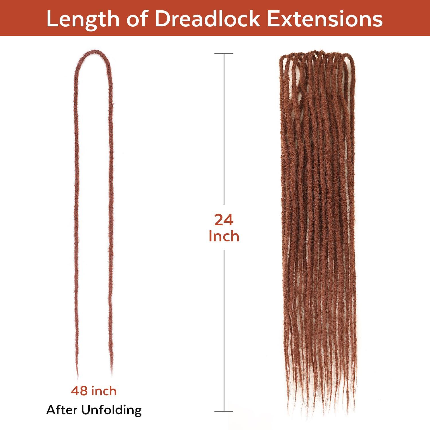 HANNE HANNE 24 Inch Double Ended Dreadlock Extensions 10 Strands Ginger Dreadlocks Extension for Black Women and Men Dreads Extensions (24 Inch DE Dreads, 350#)