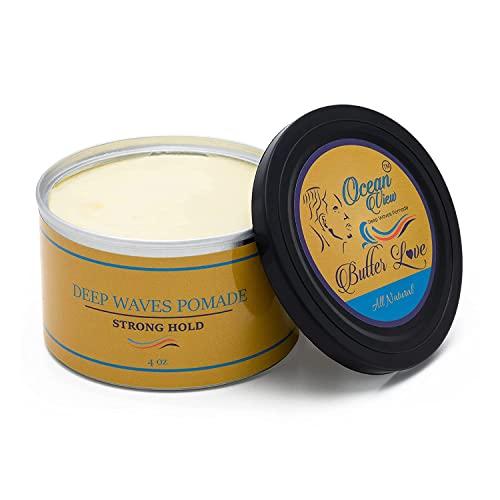 OCEAN VIEW DEEP WAVES POMADE OCEAN VIEW DEEP WAVES POMADE Butter Love (All Natural Wave Grease w/Shea Butter 4oz) and Ocean View Pomade (Water-Based pomade 4 oz) for 360 Wave Training and Wolfing, Strong Hold, Easy Wash