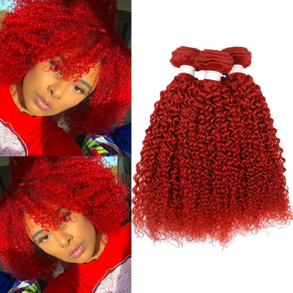 Tony beauty hair Tony Beauty Hair Red Kinky Curly Human Hair Bundles Birght Red Brazilian Virgin Hair Weaves Kinky Curly Red Color Human Hair Weft Extensions Pure Red 3 Bundles Lot Mixed Length (22 24 26)