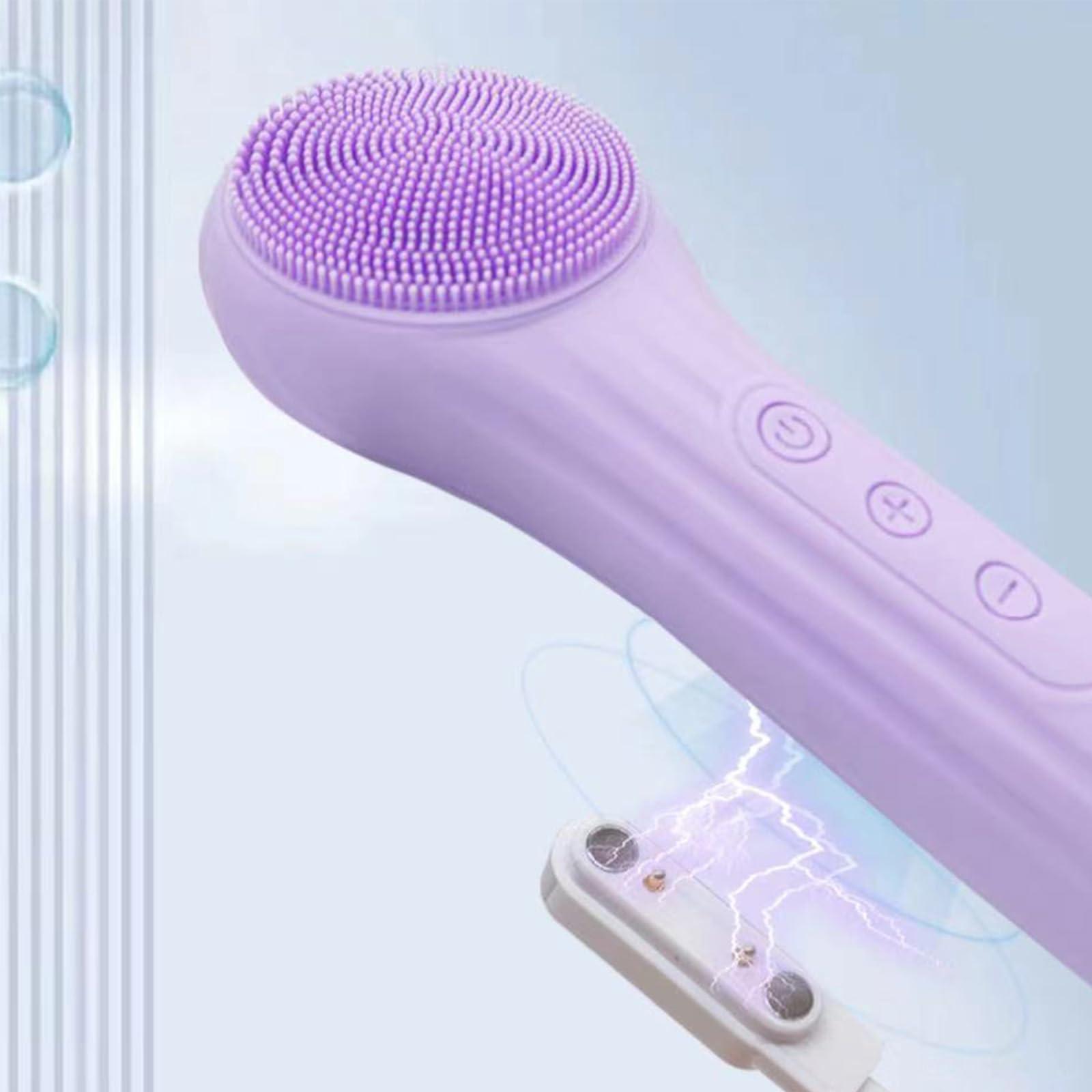 Generic Lumiglow Facial Cleanser, Lumiglow Electric Face Scrubber, Electric Facial Cleansing Brush, Waterproof And Rechargeable Silicone Face Scrubber, Facial Brushes for Cleaning (2pcs,Pink)