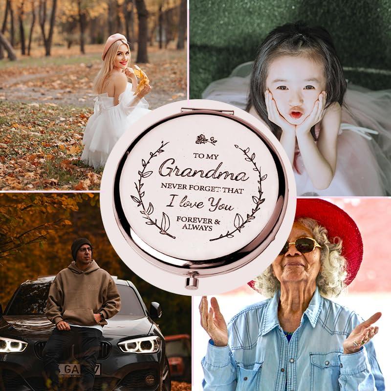 Yreamont Yreamont Compact Makeup Mirror Gifts for Grandma,Grandmas Nannie Nanny Birthday for Grandma Meme Nana, Best Grandma Grandmas Ever Gifts for Christmas from Teens Granddaughter Grandson