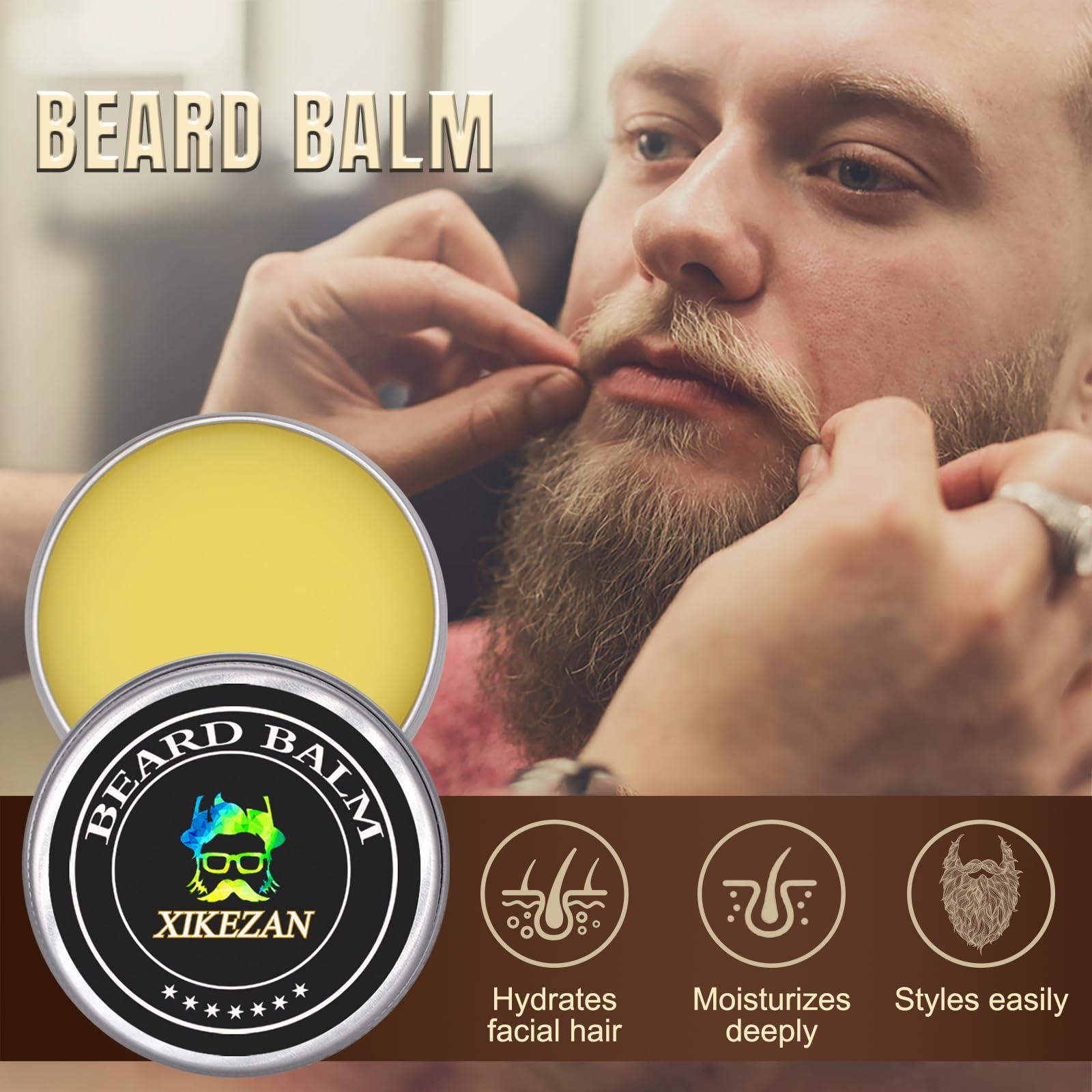 XIKEZAN Beard Kit,Beard Grooming Kit w/Beard Wash,2 Pack Beard Serum,Beard Oil,Beard Balm,Comb,Brush,Scissor,Bag,EBook,Beard Care Birthday Gifts for Men Him Dad Husband Brother