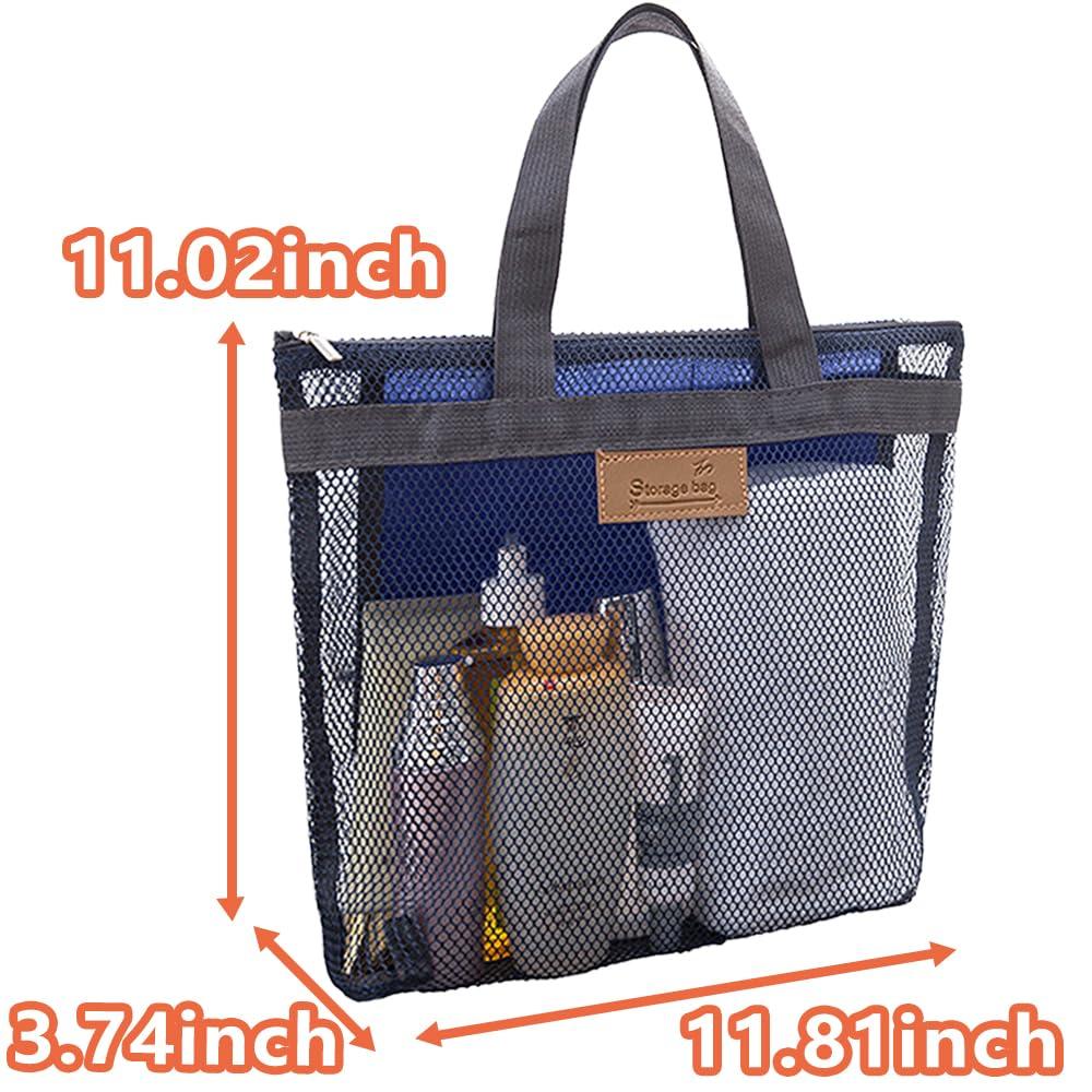 Rotema Rotema Mesh Shower Bag with Zipper,11.8x9.8Inches Small Pool Bag,Shower Bags for Men WomenGym Bag Essentials,Camping Toiletry Bag(1pack, navy blue)