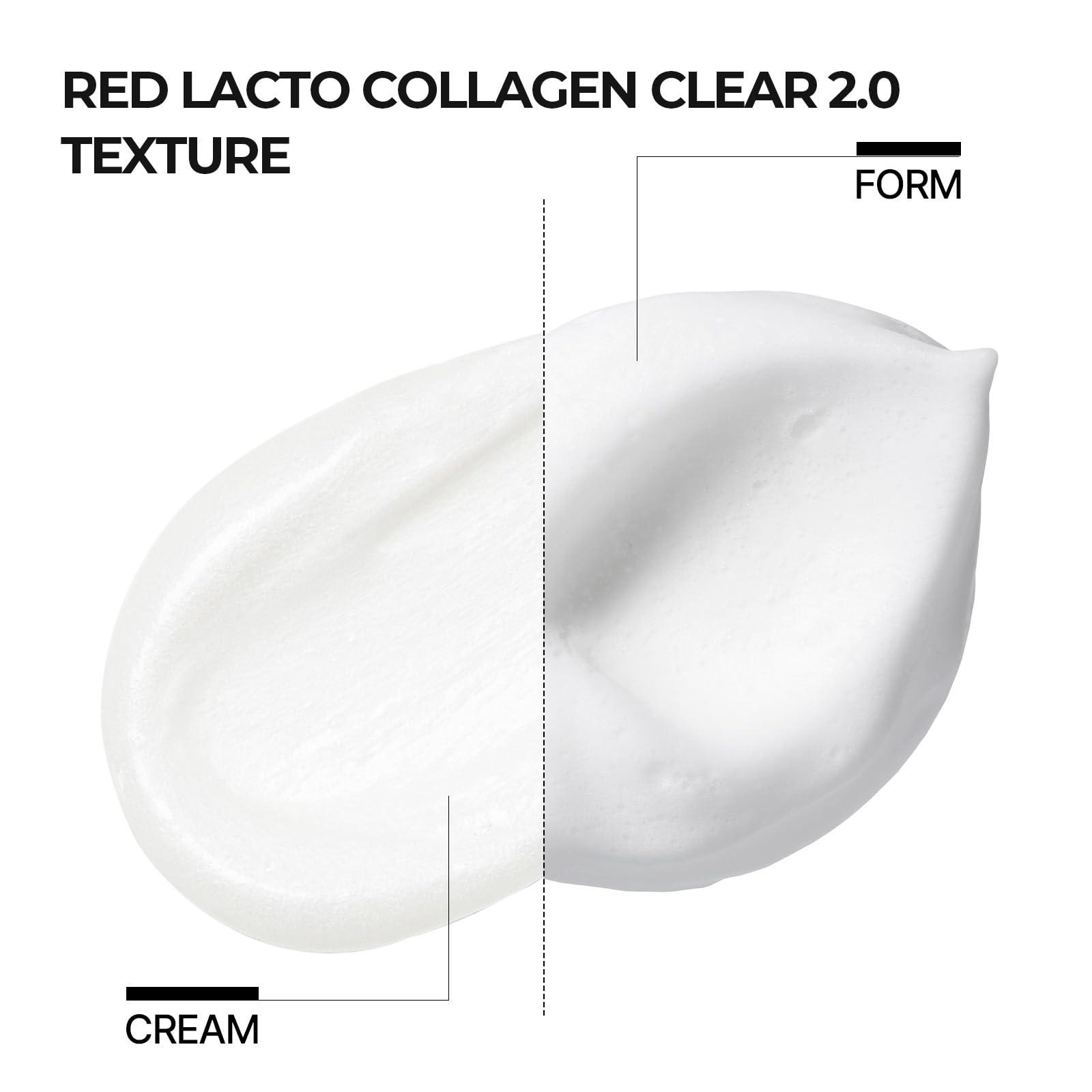 MDP MDP+ RED LACTO COLLAGEN CLEAR 2.0, Peptide, Deep Pore Cleansing, Hydrating|4.05oz/120ml,Pore Tightening, Hydrating Cleanser, Daily Moisturizing Cleanser, Foaming Facial Wash