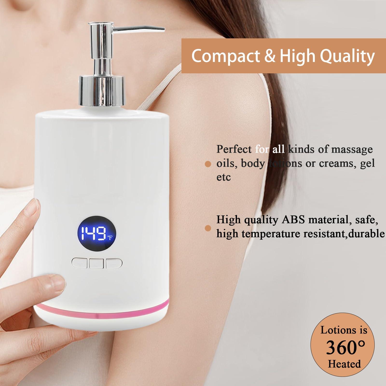 HYUNLAI HYUNLAI Upgrades Massage Oil Warmer with Two Oil Bottle, Professional Electric Lotion Warmer Dispenser Heater for SPA, Portable Lube Cream Gel Warmer for Salon Barber Shops (White)