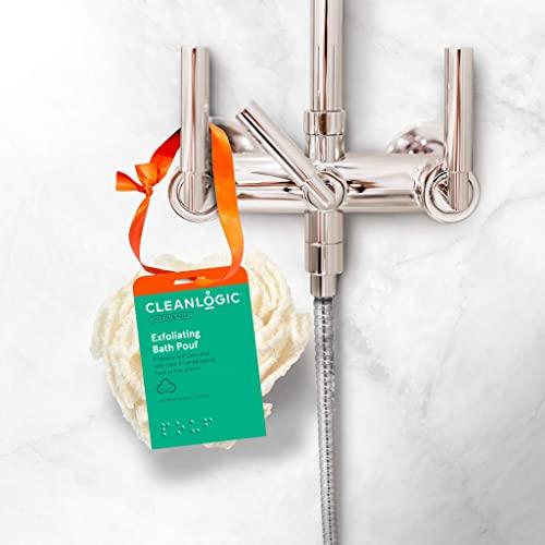 Cleanlogic Cleanlogic Sustainable Home Spa Gift for Women, Exfoliating Skin Care Set with Body Scrubber, Bath Pouf, Exfoliator Gloves & Stretch Cloth, Organic Cotton, 4 Count