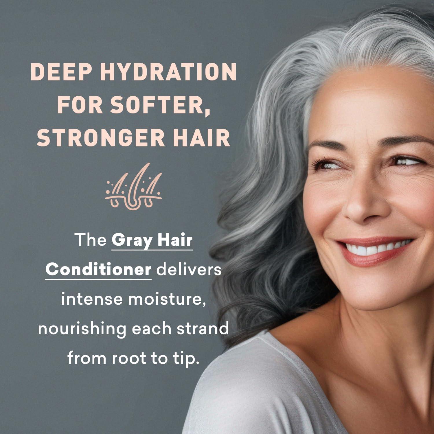 Just Nutritive Just Nutritive Gray & Silver Hair Care Essentials for Brighter, Healthier Locks, Neutralizes Brassiness, Prevents Yellowing, Deep Hydration and Strengthening 8oz. - 16oz. - 16oz.