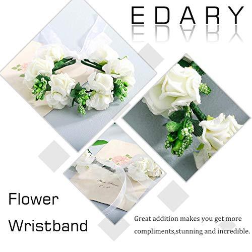 Edary Edary Boho Flower Headband Wedding Wreath Garland Floral Wrist Band for Women and Girls(2PCS) (White)