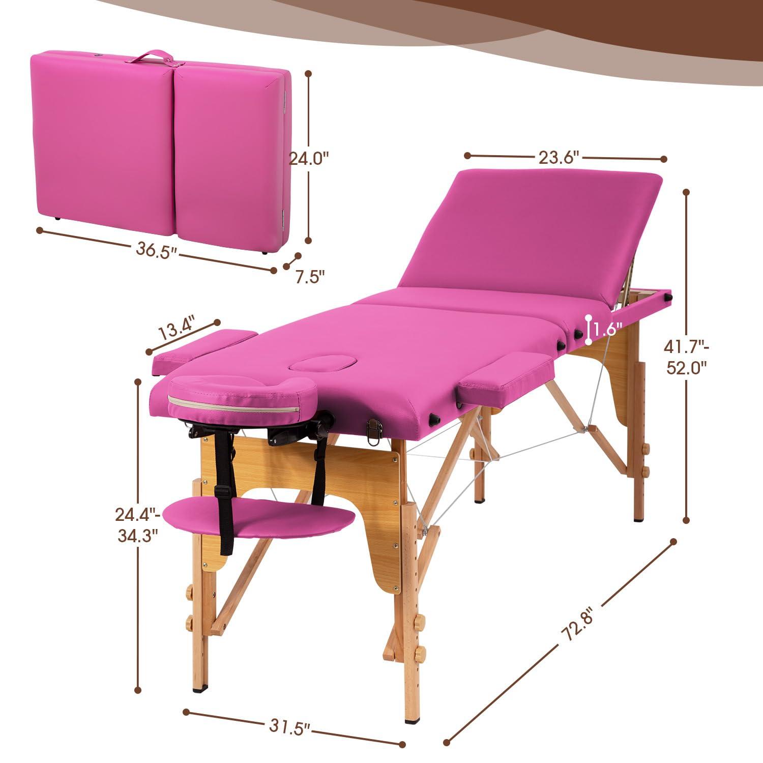 PayLessHere PayLessHere Massage Bed Portable Massage Table 24 inche Wide Lash Bed 3 Folding Heigh Adjustable Spa Table with Non-Woven Bag for Spa Footmassage Facial CareSpa Tattoo