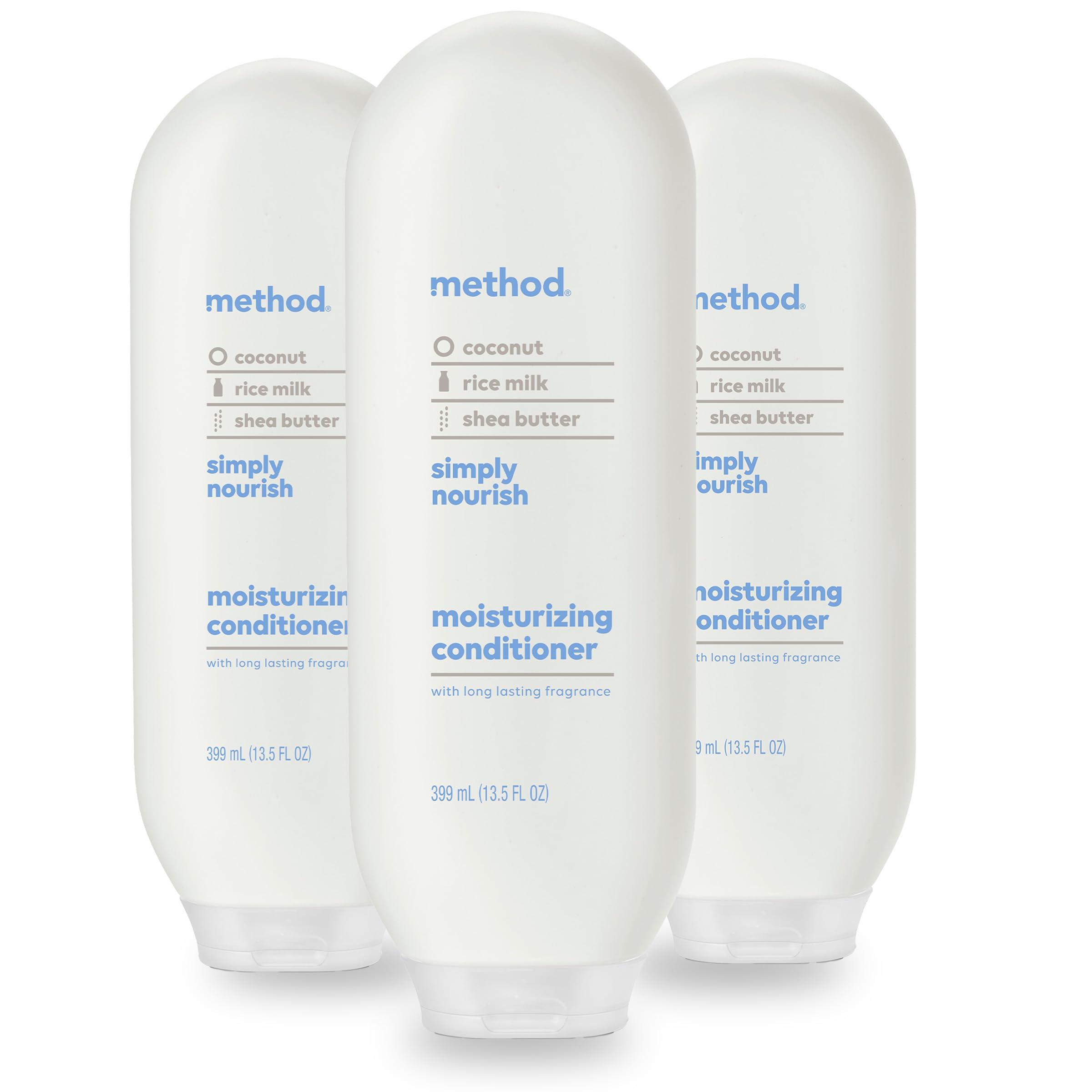 Method Method Moisturizing Conditioner, Simply Nourish with Shea Butter, Coconut, and Rice Milk Scent Notes, Paraben and Sulfate Free, 13.5 oz (Pack of 3)