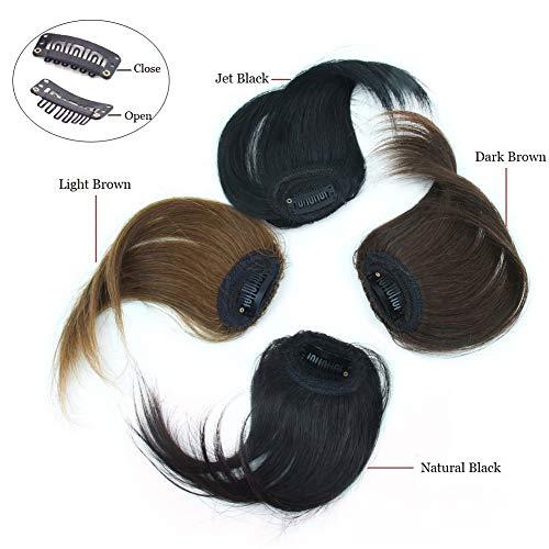 Dsoar Dsoar Side Bangs Clip in Human Hair Bangs Natural Clip on Side Bang Straight Fringe Real Hair Extensions(Dark Brown)