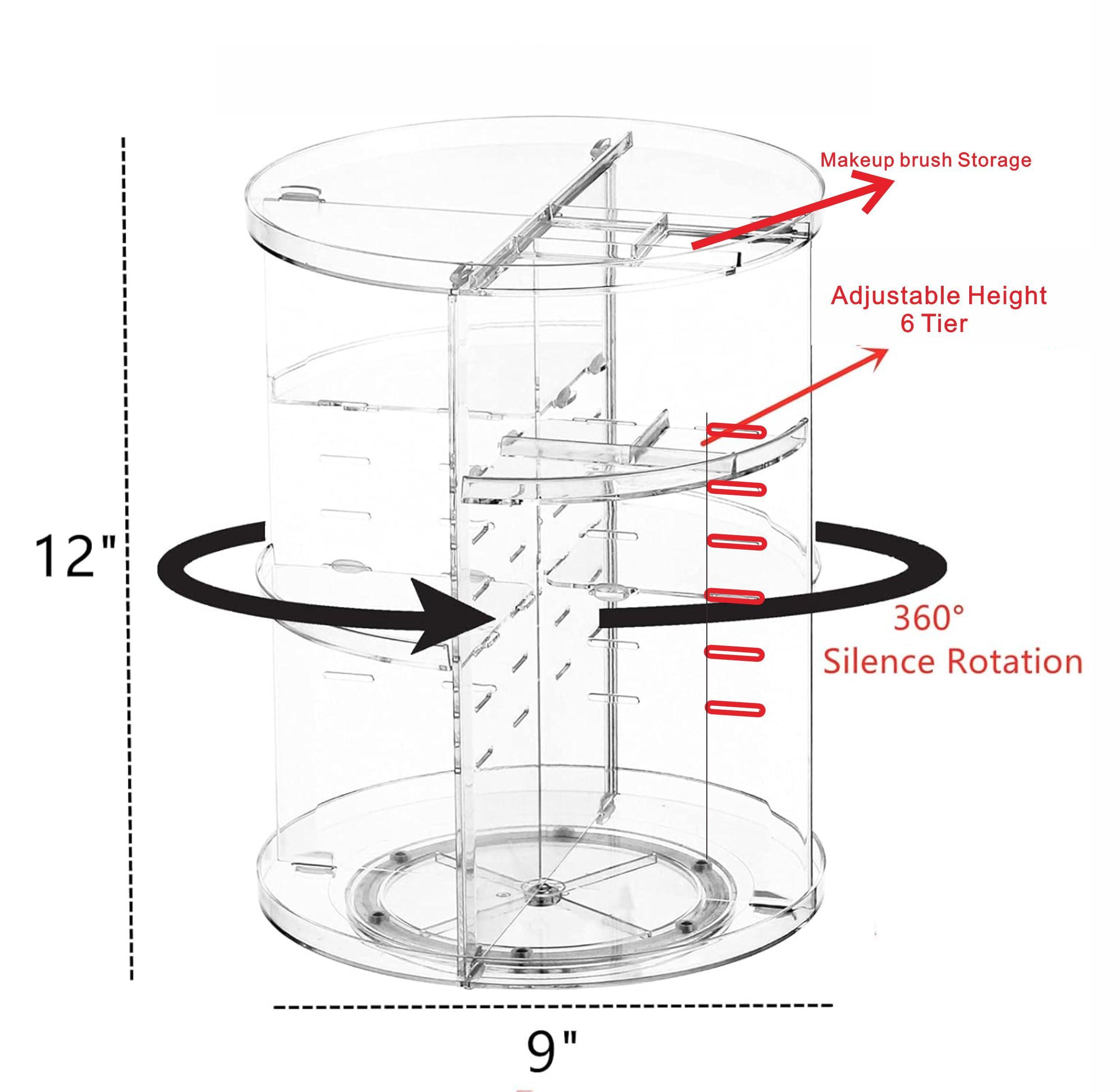 Cq acrylic 360 Rotating Makeup Organizer for Vanity Storage - Adjustable Carousel Cosmetic Display Cases - Clear Plastic Spinning Skincare Organizer and Perfume Organizer,Bathroom Counter Beauty Organizers