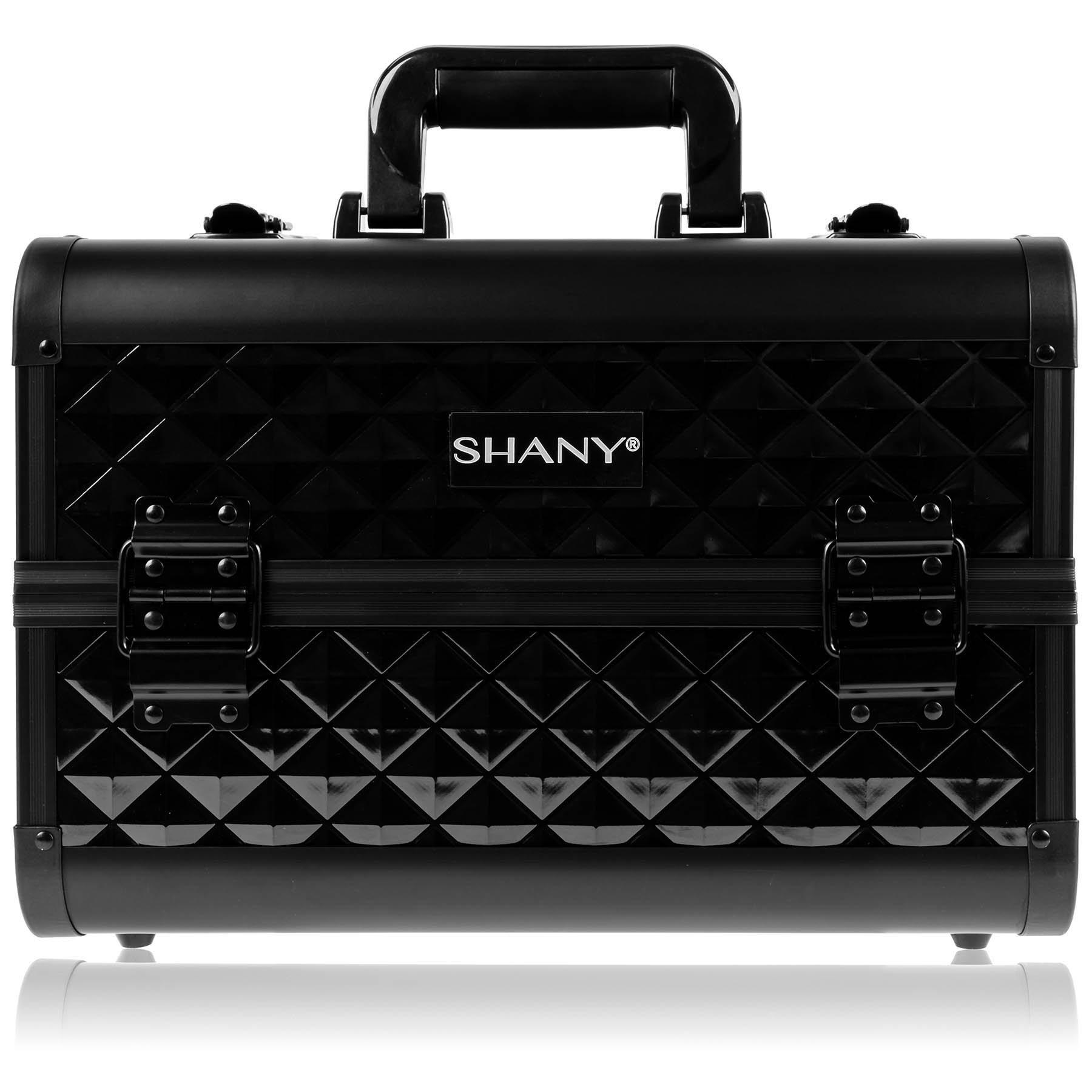 SHANY SHANY Premier Fantasy Professional Makeup Train Case Cosmetic Box Portable Make up Case Organizer Jewelry storage with Locks, 3 Trays, Makeup Brush Holder and Cosmetics Mirror - Black Diamond