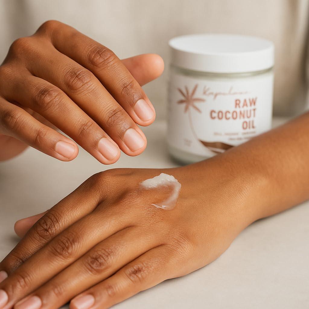 Kapuluan Kapuluan Organic Coconut Oil for Hair, Skin  Raw Extra Virgin Coconut Oil - Pure Unrefined Cold Pressed Oil with MCTs for Body Care or Haircare, Hair Growth, Aceite de Coco Organico, Baby, Dogs, Pets