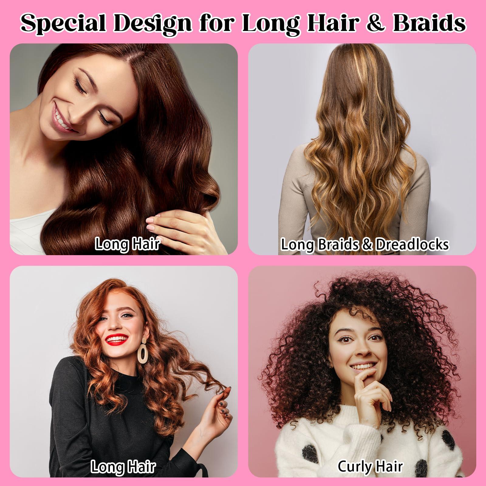 Abeillo 2 Pcs Large Shower Cap for Braids, Extra Long Shower Cap for Women Long Hair & Locs, Waterproof Hair Bonnets for Dreadlocks Drawstring Bath Caps for Women & Men (Pink, Purple)