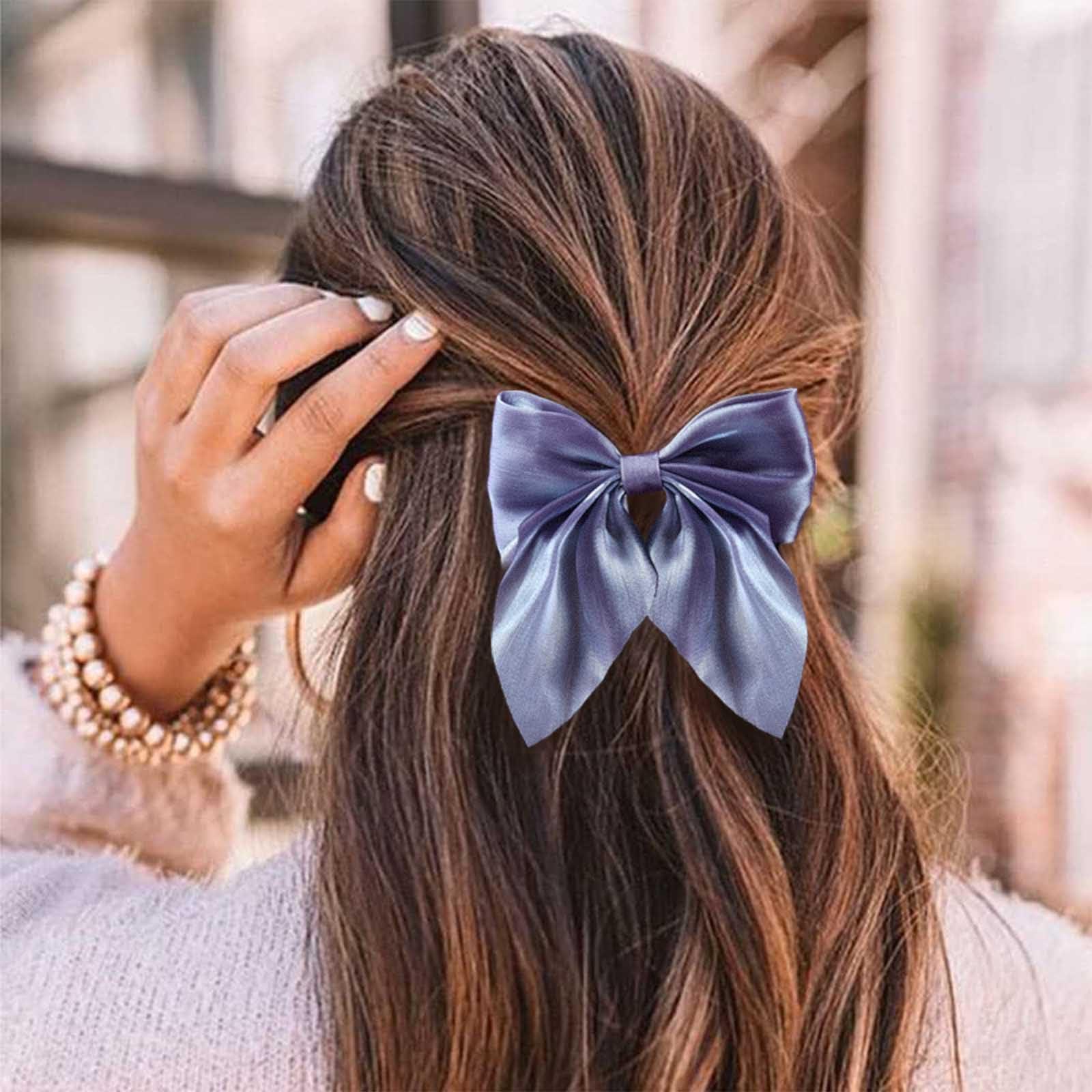 Erimberate Erimberate Bohemian Purple Bow Hair Clips Bow Tie Hair Barrettes Purple Bow Hair Clip Barrette Large Bow Hair Clip Bow Headpiece Hair Accessories for Women and Girls
