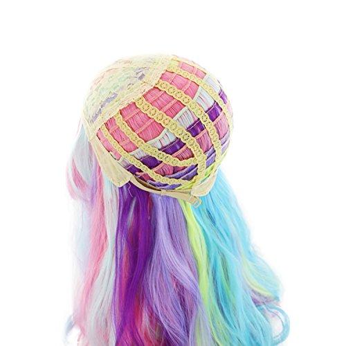 AGPTEK AGPTEK Full Long Curly Wavy Rainbow Hair Wig Bundles with 13 Inches Straight Heat Resistant Short Bob Hair Wigs for Women Cosplay Daily Party, Music Festival, Theme Parties, Wedding, Concerts, Cosplay