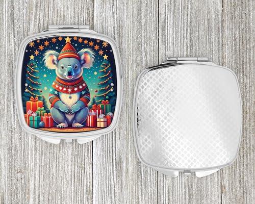 Caroline's Treasures Caroline's Treasures Koala Christmas Compact Mirror Decorative Travel Makeup Mirror for Women Girls Gifts Pocket Makeup Mirror Folding Handheld